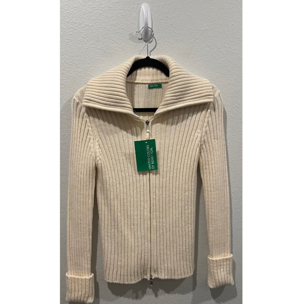 UNITED COLORS OF BENETTON Ivory Knit Cardigan